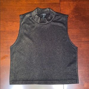 Sleeveless metallic crop top